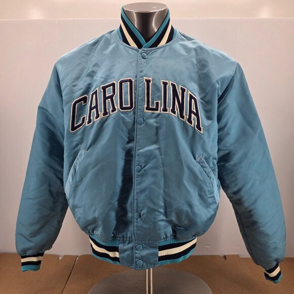 Vintage 80s NCAA Starter University OfNorth Carolina Satin Jacket Sz Large - Picture 1 of 10
